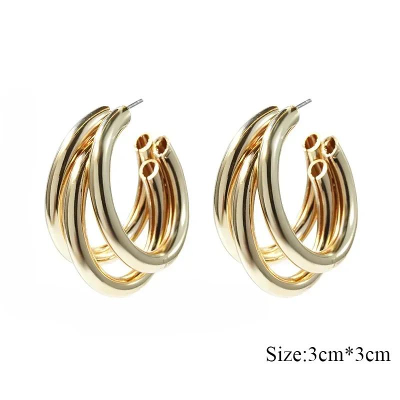 Stainless Steel Smooth Metal Chunky Hoop Earrings for Women Fashion Round Circle Hoops Statement Earrings 2024 Trendy Zircon