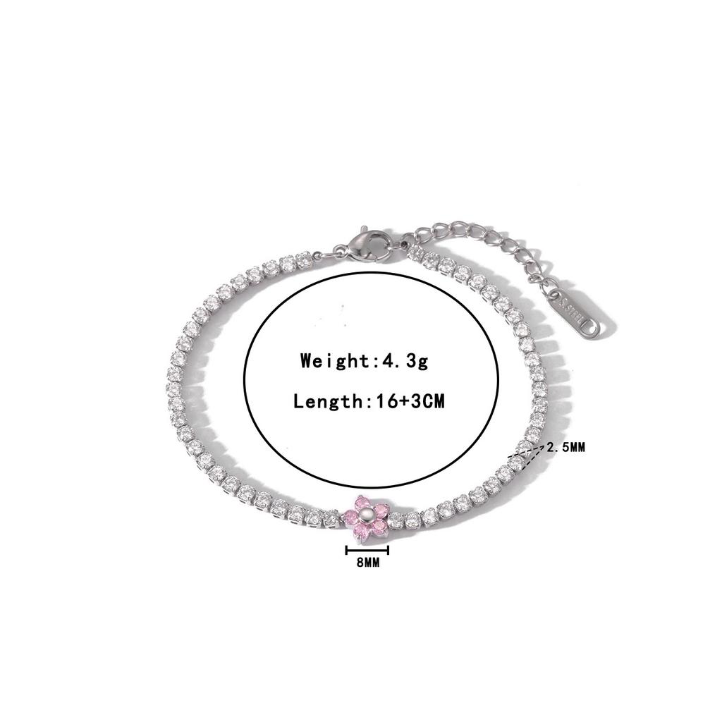 Fashionable Women Colorful Necklace Gold Plated Tennis Necklace Flower Necklace Stainless Steel