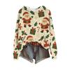 Women's Fashion Casual Long Sleeve Christmas Print Hooded Knitted Sweatshirt