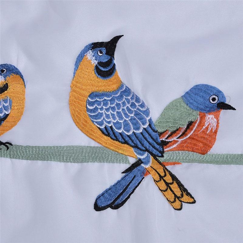 Geborduurde Vogels Gordijnen Tule voor Woonkamer Linnen Stof Gordijnen Vogels Stof Wit Effen Voile Tule WP432#HS W100 x H180cm 1Piece&Rod Pocket Process