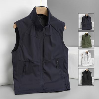 Outdoor Weste für Herren, Strickjacke für Frühling und Herbst, Ärmellose Stehkragenjacke, Atmungsaktive Freizeit-Angel-Fotografie-Sportweste