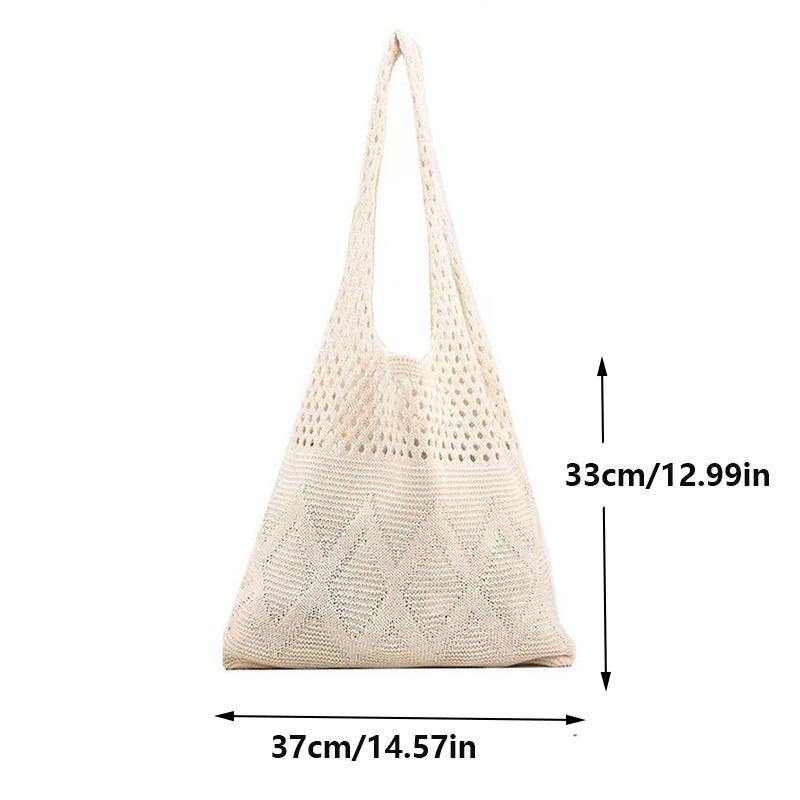 Women Large Capacity Shopper Totes Ladies Beach Travel Bag Vintage Hollow Woven Underarm Shoulder Bag