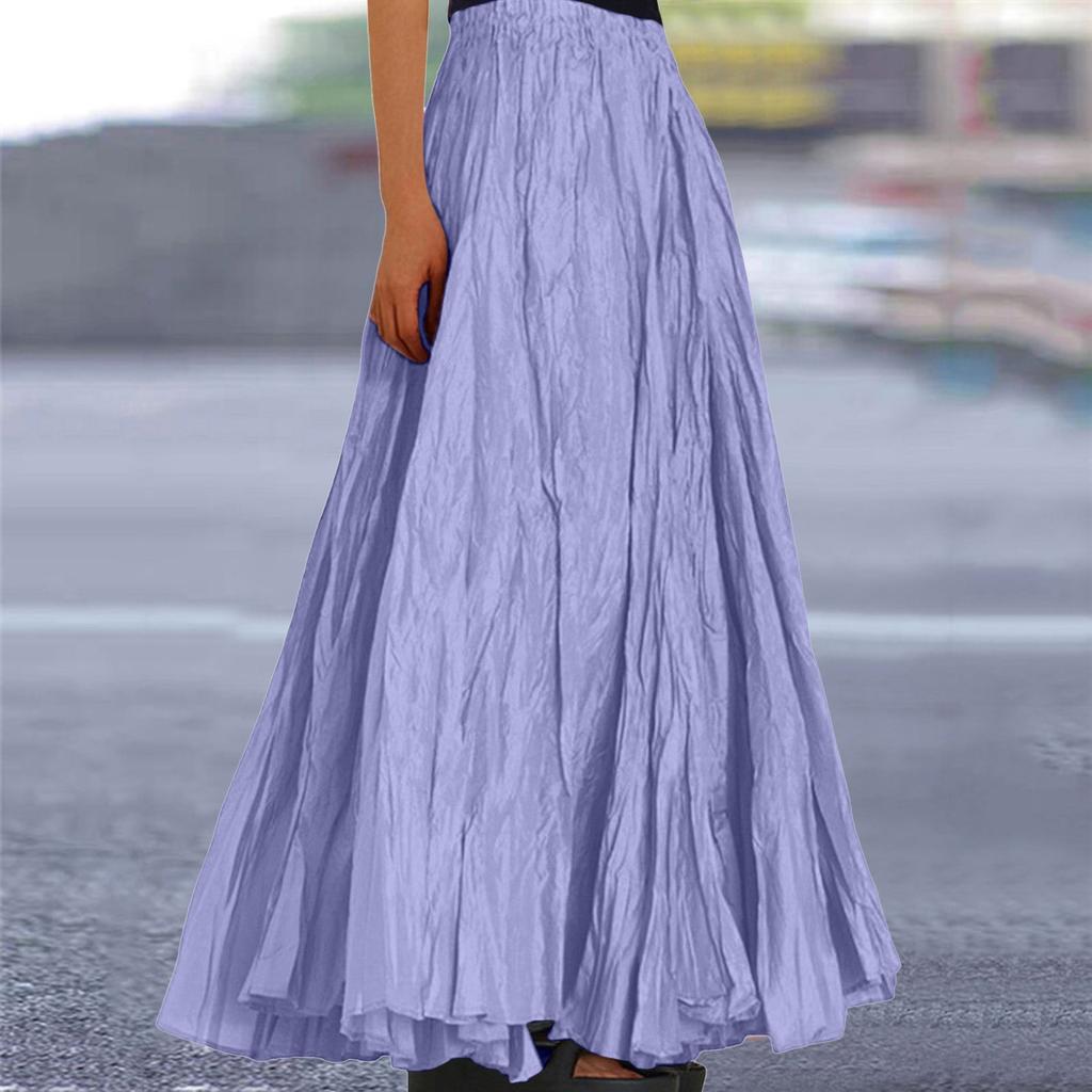 Womens Swing Maxi Skirt Bohemian Ruched Long Skirts for Beach Holiday Summer High Waisted A Line Flowy Skirts Boho Skirt Faldas