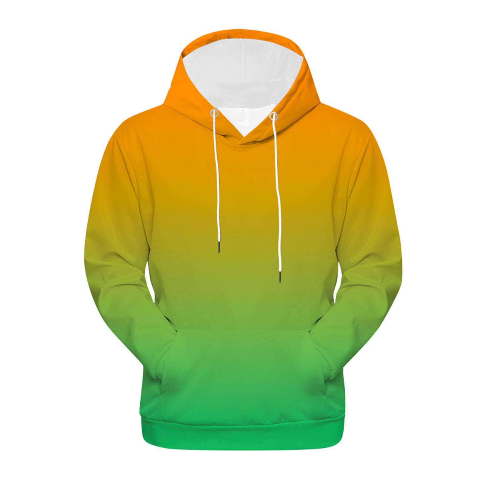 Модный свободный мужской и женский свитер с капюшоном с длинным рукавом и принтом L зелёный