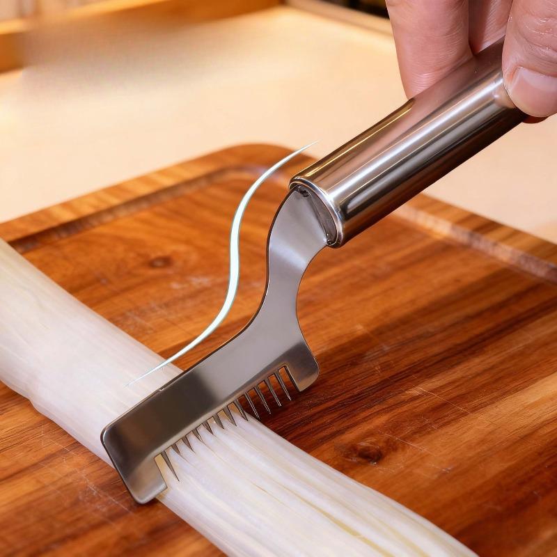 Multifunktionales Zwiebelschneidewerkzeug aus Edelstahl - Zwiebelschneider - Zwiebelblütenschneider - Zwiebelstreifenschneider - Schneidemesser aus Edelstahl