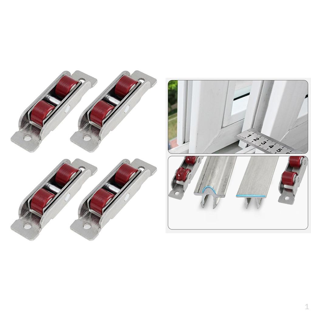 4 Pcs Push Pull Window Pulley Stainless Steel Hardware Rollers Nylon for Bedroom