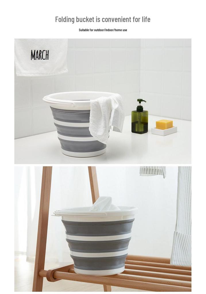 Portable Silicone Foldable Water Bucket for Outdoor, Car, and Camping Use