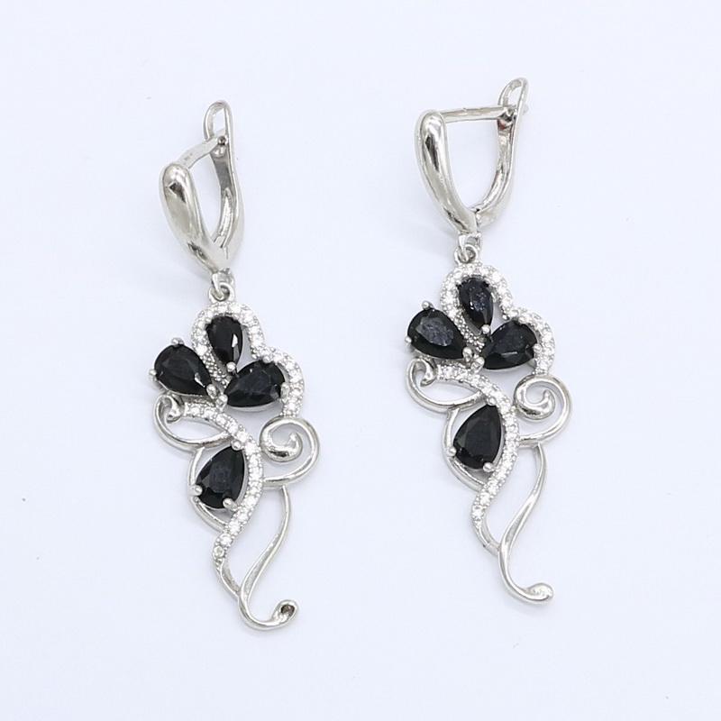 Black Zircon Jewelry Sets For Women Bracelet Necklace Pendant Earrings Ring Gift Box
