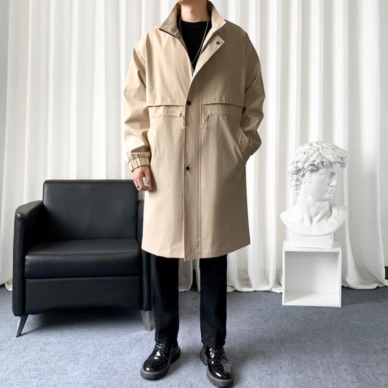 ROMON Men's Business Mid-Length Trench Coat