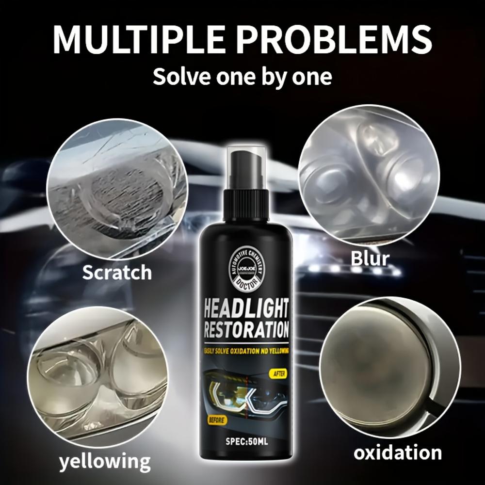 JOKJOK Headlight Restoration Spray - Quick Fix Headlight Restoration Spray with Easy Spray Nozzle, Restores Clarity & Brightness