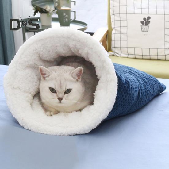Cat Winter Sleeping Bag Cozy Warm Cat Cave Bed Flannel Covered 360-degree Warmth Cat Tunnel Bed for Kittens And Puppies