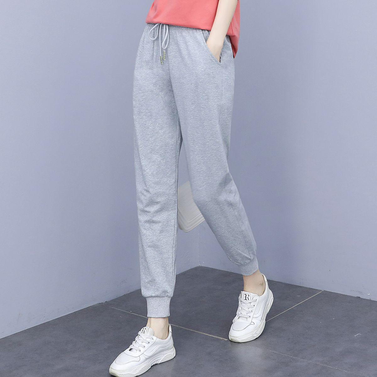 

2026 Women s Thin Grey Joggers: Slimming Korean Style Casual Sweatpants for Spring & Autumn M (40-50 kg) серый