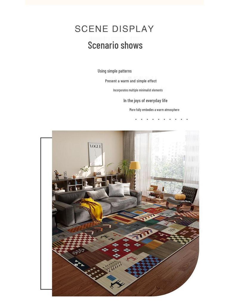 High-Grade French Retro Living Room Rug | Stain-Resistant American Sofa Blanket & Bedroom Floor Mat