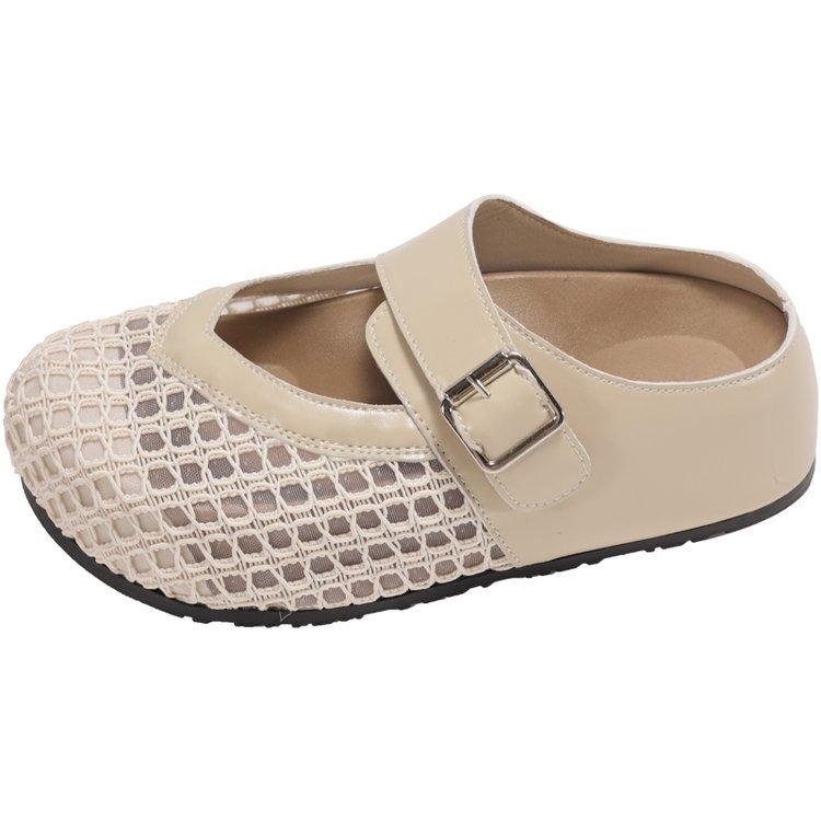 

Thick bottom inner height increase one pedal Velcro bag head half slippers women s summer outer wear hollow 2025 new cool slippers 35