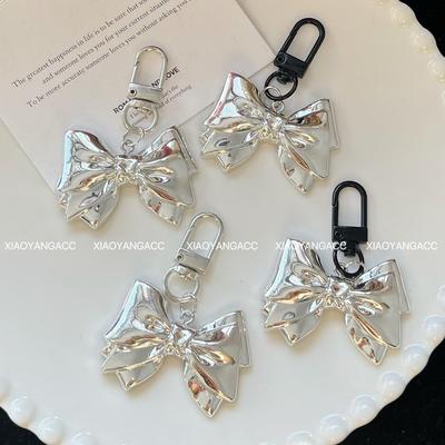 Llavero de lazo de plata de alta calidad: Hebilla de puerta de metal para bolsos y teléfonos