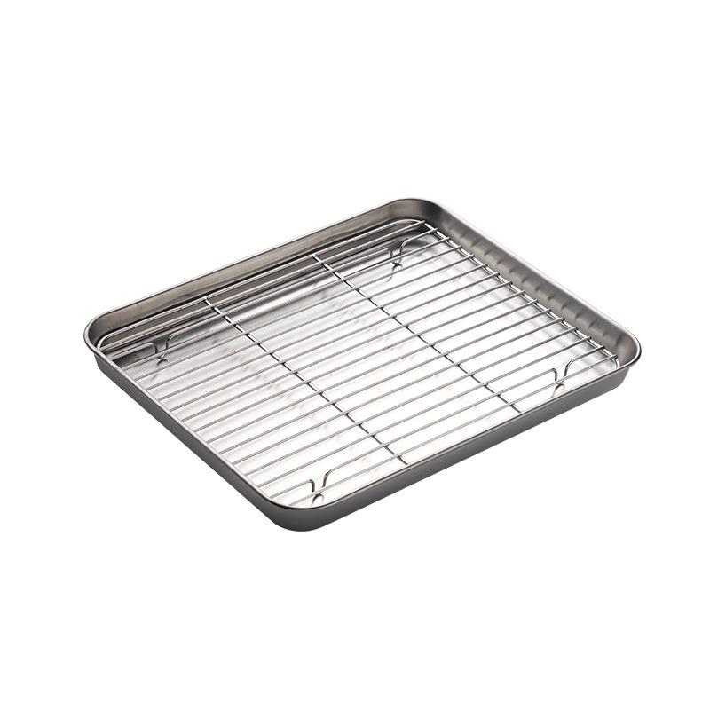 Stainless Steel Flat Tray & Mesh Pan for Roasting, Frying, BBQ & Oil Draining