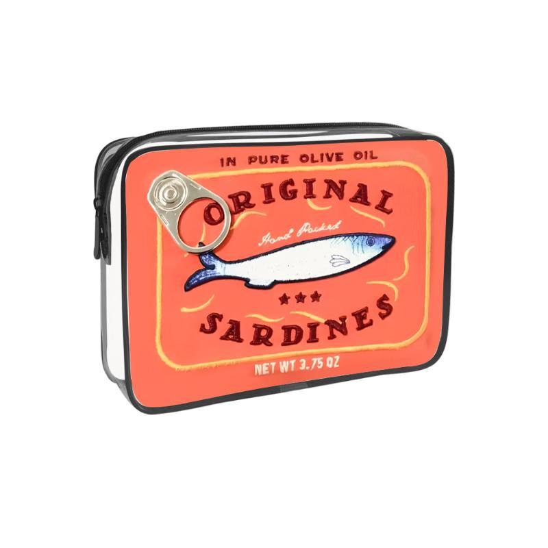 Sardines en Conserve Sac de Voyage Cosmétique pour Femmes Mignon Sac de Toilette Créatif Portable Mode Fermeture Éclair Multifonction Pour Vacances du Weekend
