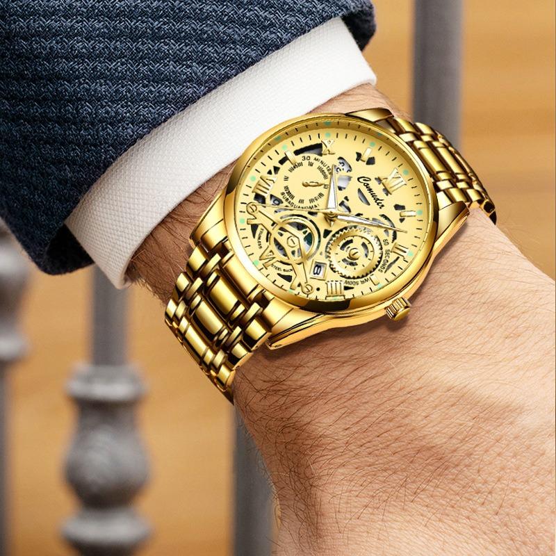 Hollow Men's Watch Men's Calendar Fashion Quartz Watch