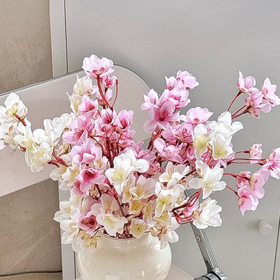 Artificial Peach Blossom Realistic Fake Silk Flower Stem Home Office Wedding Party Faux Flower Table Centerpiece Decoration
