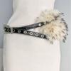 Spicy Girl Style Leather Fur Belt Rhinestone Plush Waist Belt Furry Waistband  Female/Girls