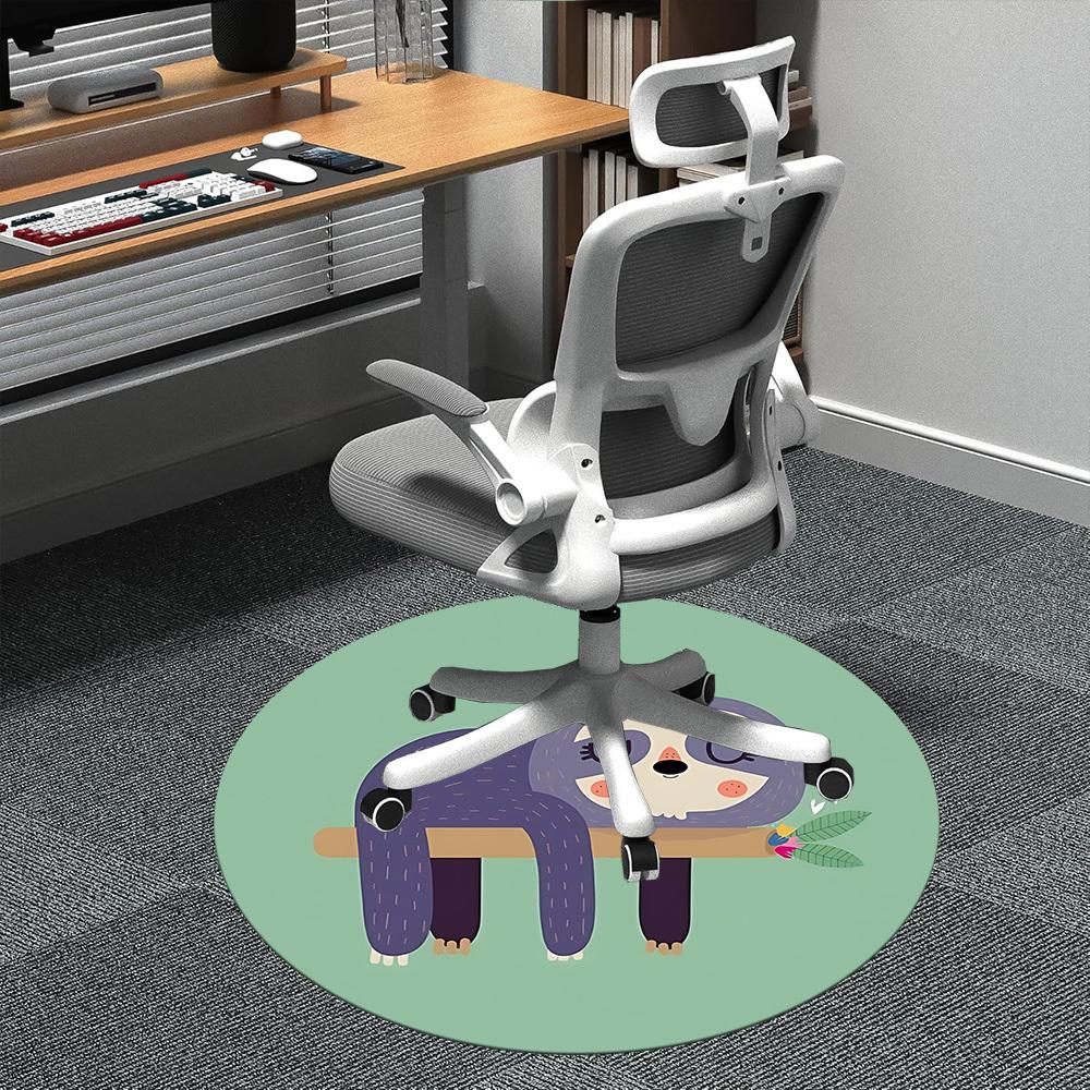 

1pc Sloth Branch Office Round Area Rug, Indoor Mat Suitable ForOffice, Under Office Chairs Bedroom Living Room Home Decor, D118 80cm by 80cm
