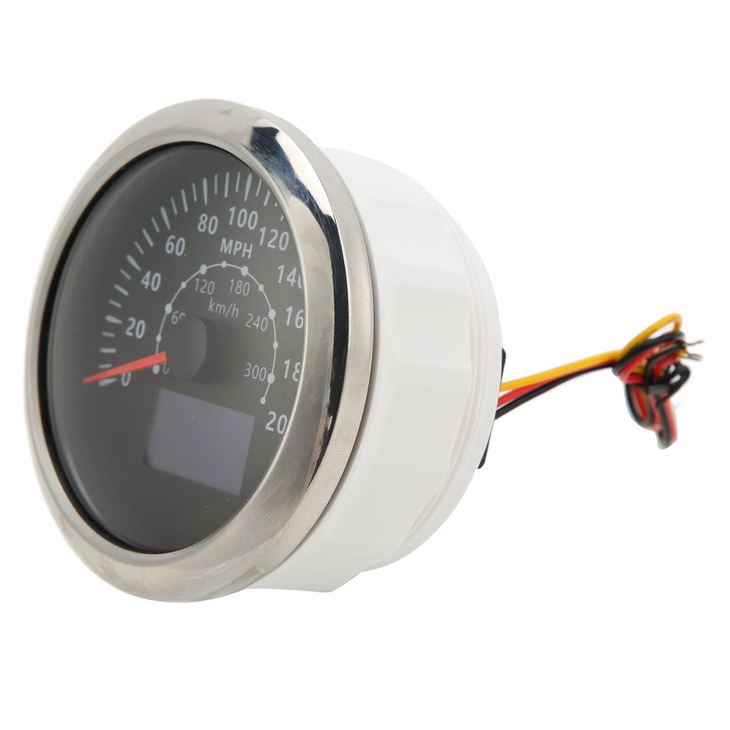 85mm GPS Speedometer 0‑200MPH 0‑300KM H IP67 Waterproof Digital Colorful Backlight Odometer for RV BoatBlack
