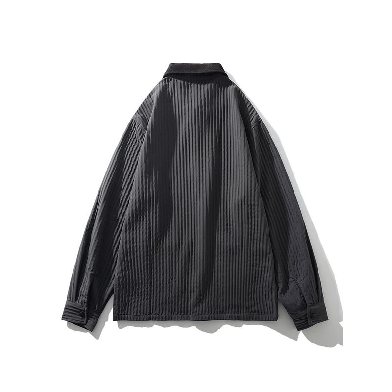 American vintage Contrast Color Lapel Pleat Cargo Shirts Men's Spring and Summer Thin Outerwear Foreign Trade Men's Casual Shirt