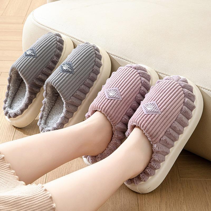 Cotton Slippers Women's Autumn and Winter Indoor Home Thick-soled Household Plush Warm Soft-soled Non-slip Cotton Shoes