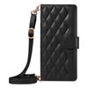 For iPhone 16 Plus Case Wallet Rhombus Leather Handbag Phone Cover with Shoulder Lanyard