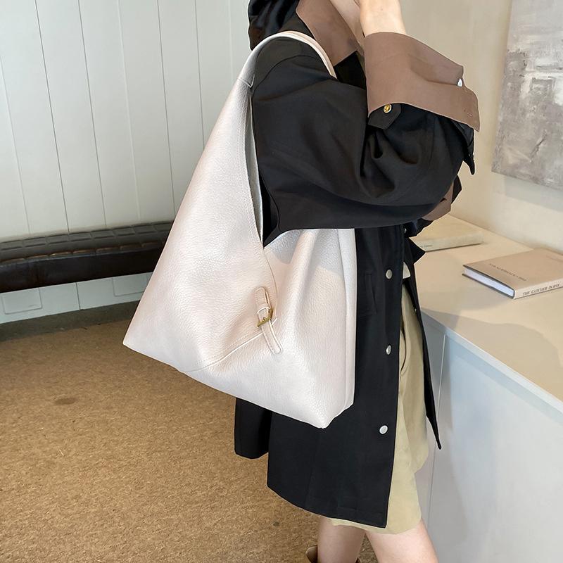 Lychee Pattern Shoulder Bag For Women Soft PU Leather Large Capacity Shopper Totes Winter Underarm Handbags