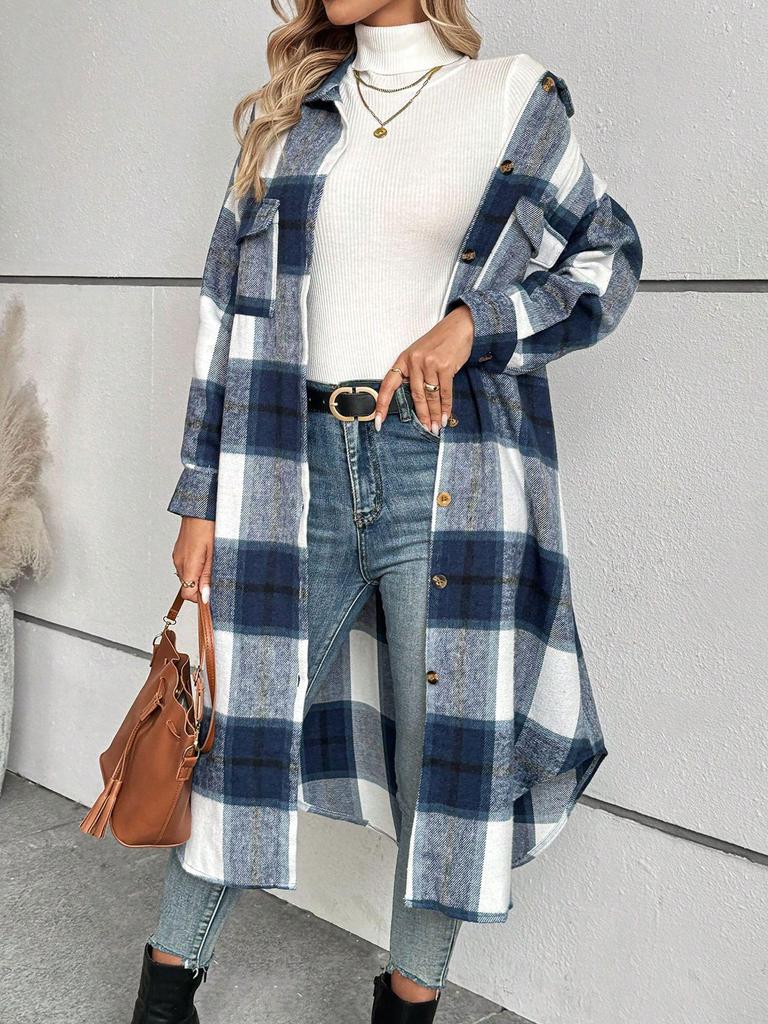 Europäisches & Amerikanisches Damen kariertes Wollhemd mit unregelmäßigem Design - Herbst/Winter Kollektion 2025