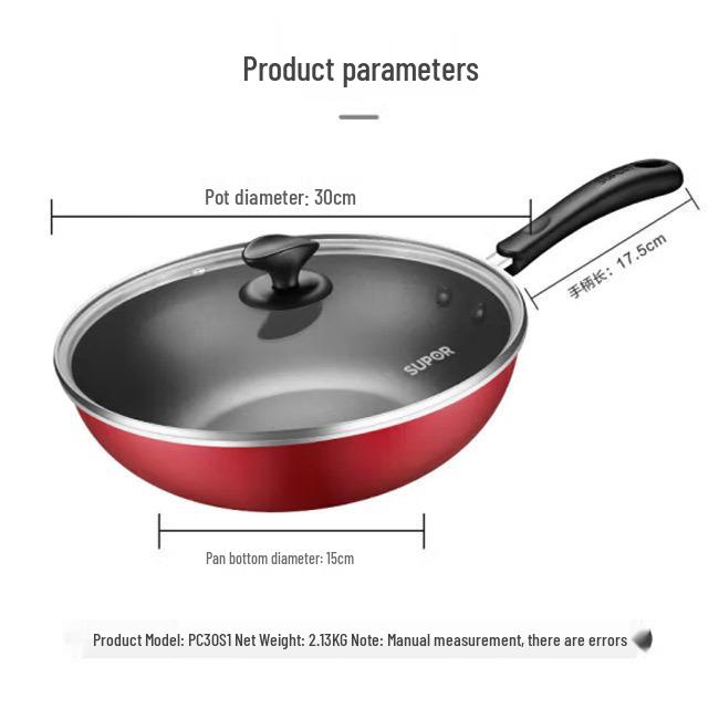 

Supor Non-Stick Easy-Clean Flat-Bottom Frying Pan for Stir-Frying Eggs, Steaks, & Pancakes with Low Smoke Easy-clean Non-stick Wok