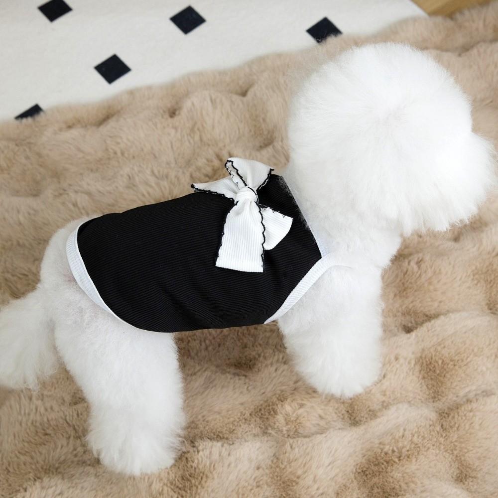 Thin Edition Pet Bow Vest Sun Protection Pet Short Sleeved Shirt Cat Camisole Vest  for Small Pets