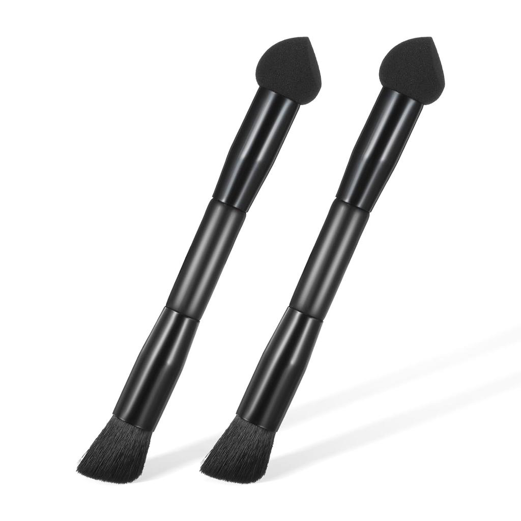Black Dual Ended Powder Brushes, Touch Up Hair Shadow Powder Brush with Sponge Tip Hair Concealer Makeup Brushes Root Touch Up Brush for Hair