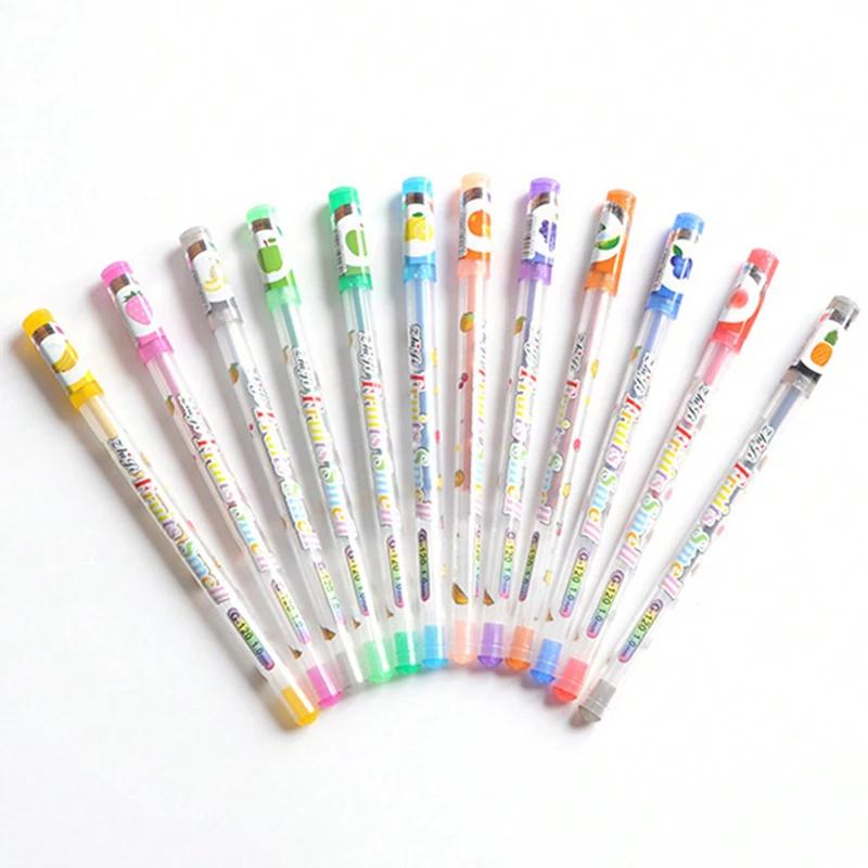 12Pcs/set Scented Glitter Colors Gel Pens Highlighter for School Office Adult Coloring Book Journals Drawing Art Markers Charming