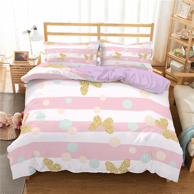 

Psychedelic Butterfly Duvet Cover Colorful Floral Bedding Set Microfiber Stripe Flower Print Comforter Cover Full For Girl Adult EU Single(135x200cm)