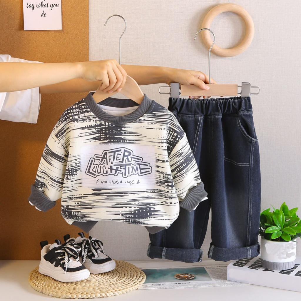 Kids Casual Long-Sleeve Set, Comfortable Daily Wear Outfits