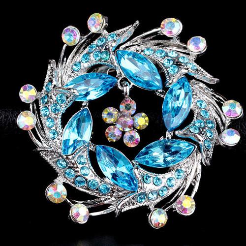 

DIEZI Cute Bouquet Crystal Flower Brooch Jewelry Wedding Korean Glass Rhinestone Bride Brooch Pins Women Brooch Accessories синій