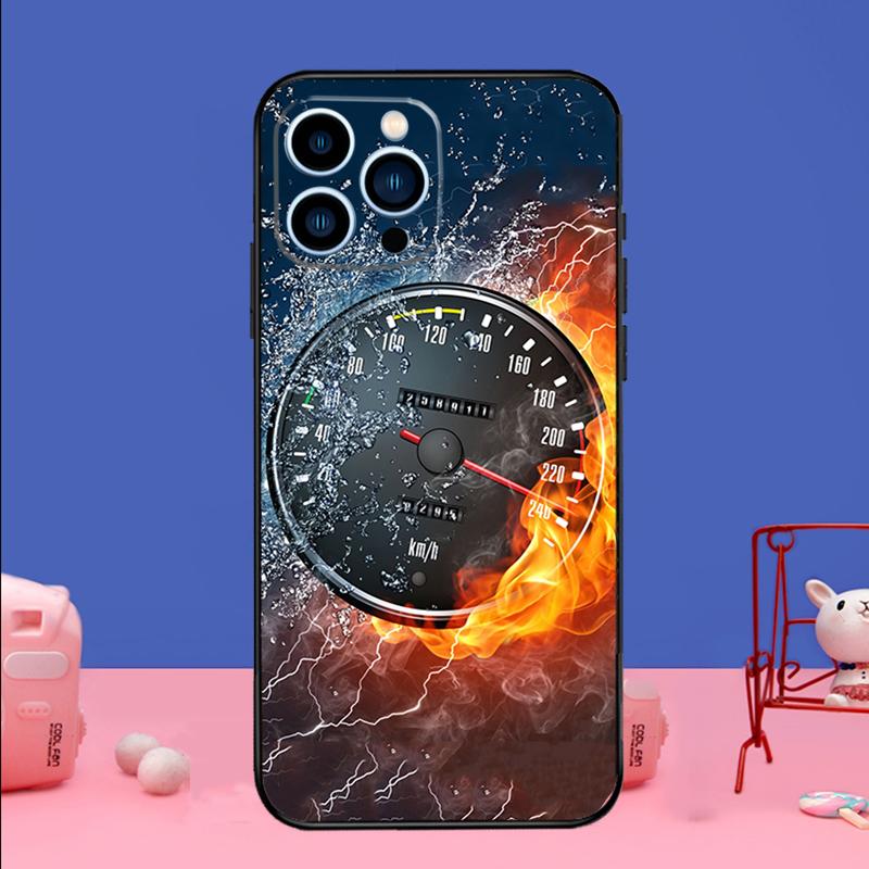 

Speedometer Car Phone Case For iPhone 16 15 14 13 12 11 17 Pro Max Plus 12 13 mini 16e 17 Air Bumper Cover iPhone 14 Pro