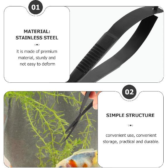 Aquatic Plant Aquarium Tank Tool Aquatic Plant Tongs Curved Scissor Aquascaping Spring Terrarium Trimming Tool for Fish Tank Starter