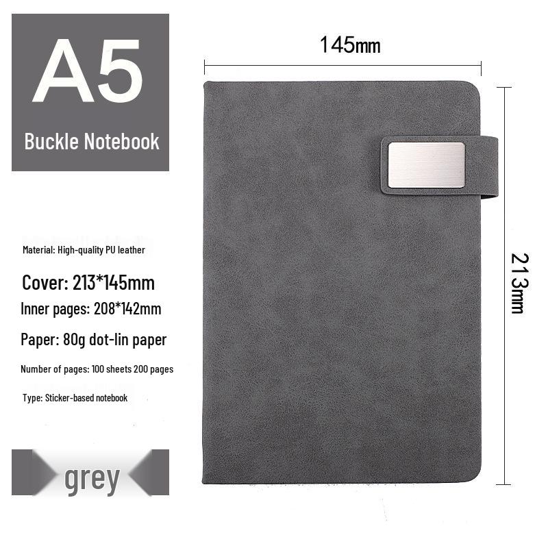 Creative Faux Leather A5 Journal with Magnetic Buckle серый