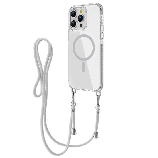 Magnetic Clear Phone Case for IPhone 16 Series Shockproof Crossbody Phone Case with Shoulder Strap Phone Protective Cover Compatible with for MagSafe