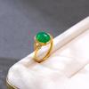 Gold-Plated Sterling Silver Adjustable Bow Ring with Oval Egg-Shaped Setting