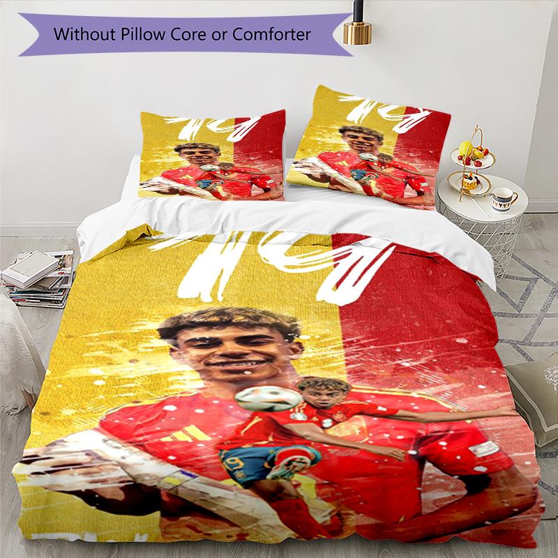 Lamine Yamal Soccer Star Number Bedding Set,Soft Bed Linen for Bedroom Home Decoration,Perfect Gift for Football Fans,Breathable Duvet Cover with Pill