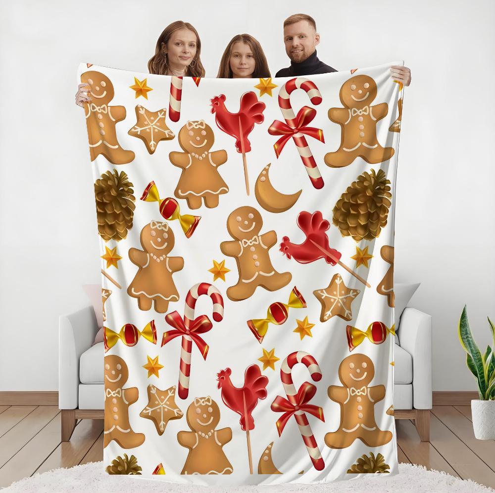 Red Santa Claus Christmas Gift Print Throw Blanket,Living Room,Family Lounge Christmas Celebration,Anniversary Present