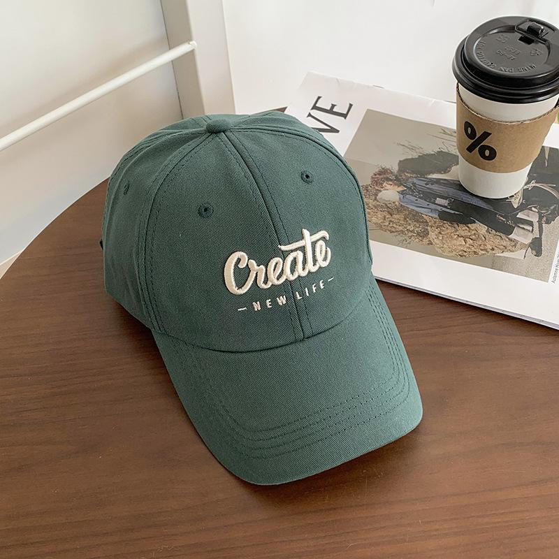 

Вышитая бейсболка женская летняя универсальная бежевая кепка с козырьком для лица глубокая фиксированная шляпа с широкими полями тренд Adjustable зелёный