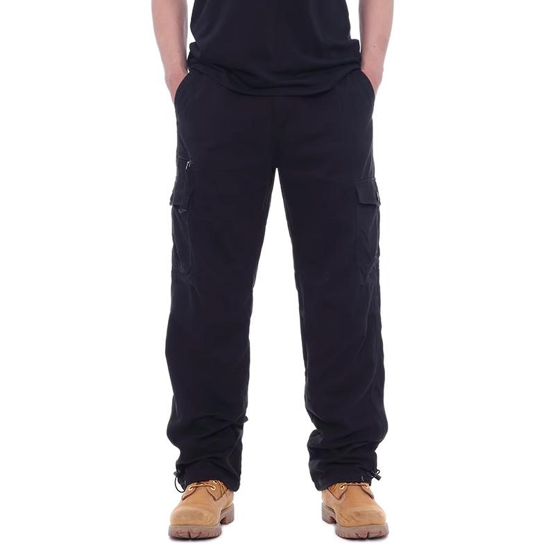 Men's Casual Elastic Waist Plus Size Pants Multi-Pocket Loose Trousers