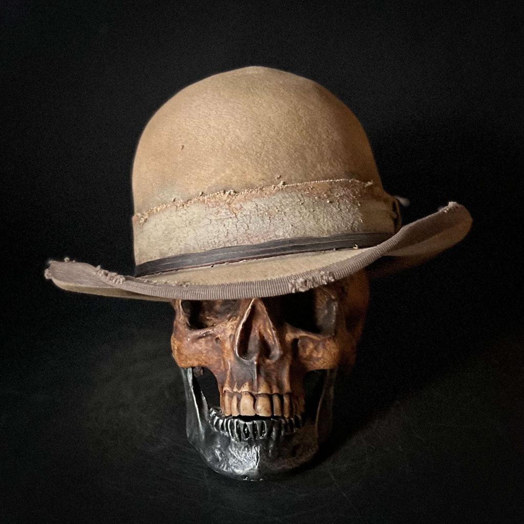 Web Decorated Sheep Felt Hat, Oval Top Pure Wool Felt Hat, Sheep Felt Top Hat