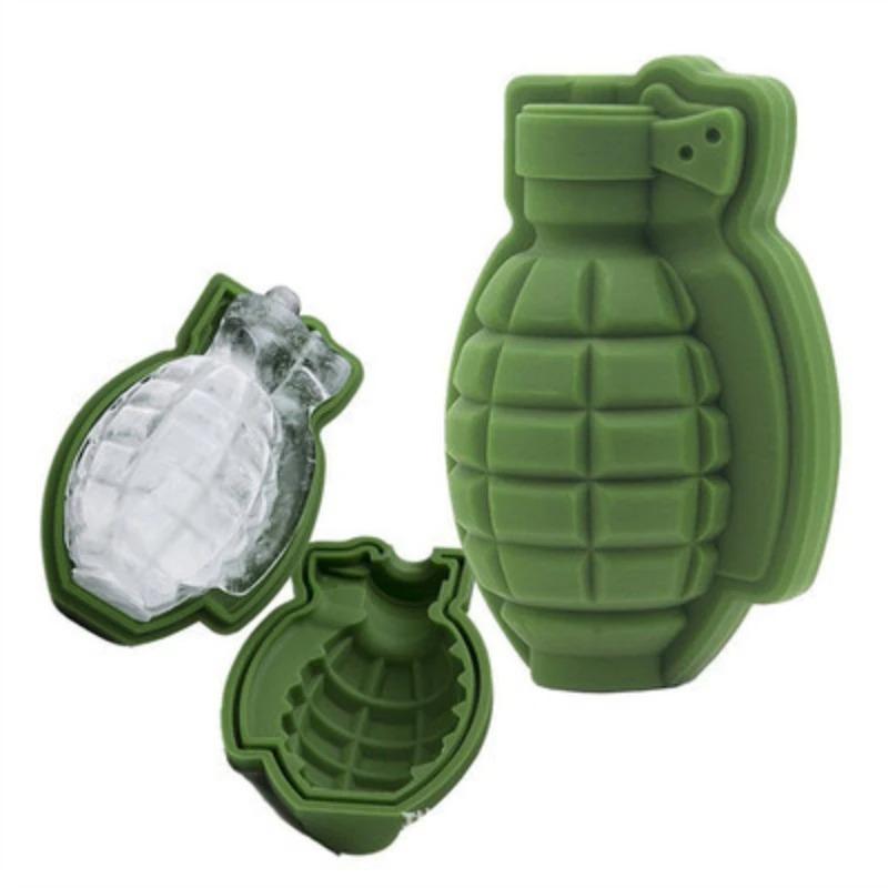 1/2 Sets Grenade Shape Ice Cube Tray, Food Grade Silicone Mold for Large Slow-Melt Ice, Dishwasher Safe Easy Release