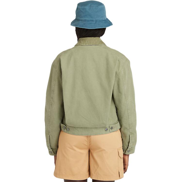 Timberland Strafford Solid Color Outdoor Casual Zip Short Collar Work Jacket Women Jacket Green A5VJ7-590